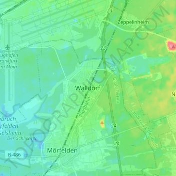 Walldorf topographic map, elevation, terrain