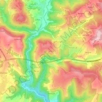 Le Burg topographic map, elevation, terrain