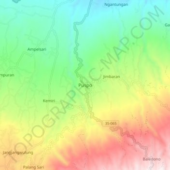Puspo topographic map, elevation, terrain