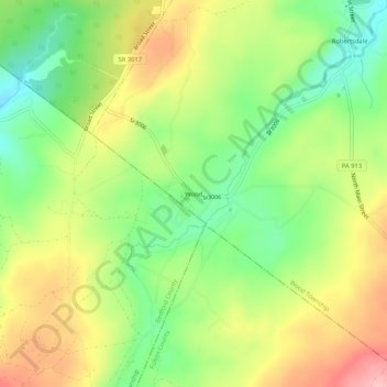 Wood topographic map, elevation, terrain