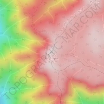 Mount Barrington topographic map, elevation, terrain