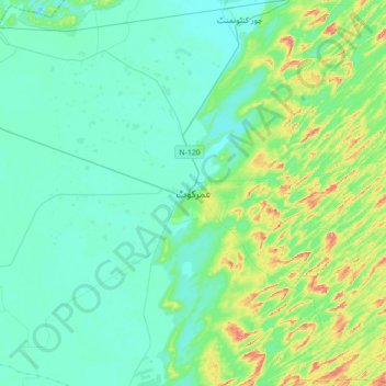 Umerkot topographic map, elevation, terrain