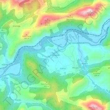 La Granda topographic map, elevation, terrain