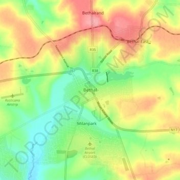 Bethal topographic map, elevation, terrain