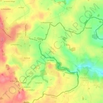 Vaucé topographic map, elevation, terrain