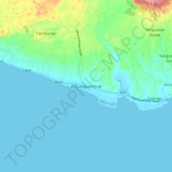 Alburquerque topographic map, elevation, terrain