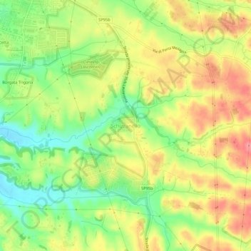 Schizzanello topographic map, elevation, terrain