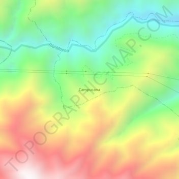 Campucana topographic map, elevation, terrain