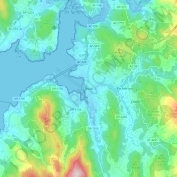 Noia topographic map, elevation, terrain