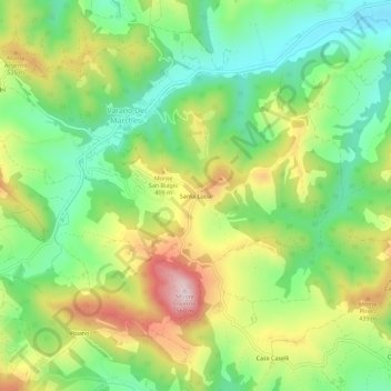 Santa Lucia topographic map, elevation, terrain