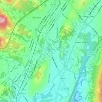 South Altoona topographic map, elevation, terrain