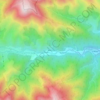 Malbos topographic map, elevation, terrain