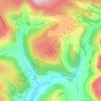 Foel Eglwyseg topographic map, elevation, terrain