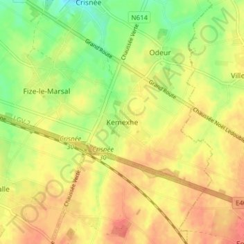 Kemexhe topographic map, elevation, terrain