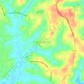 Thrikkovilvattom topographic map, elevation, terrain