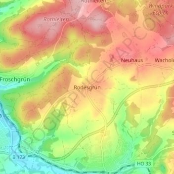 Rodesgrün topographic map, elevation, terrain