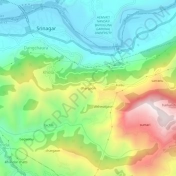 dhargaon topographic map, elevation, terrain