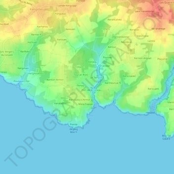 Brigneau topographic map, elevation, terrain