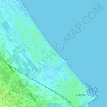 Bratten Strand topographic map, elevation, terrain