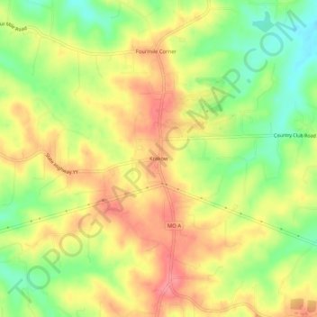 Krakow topographic map, elevation, terrain