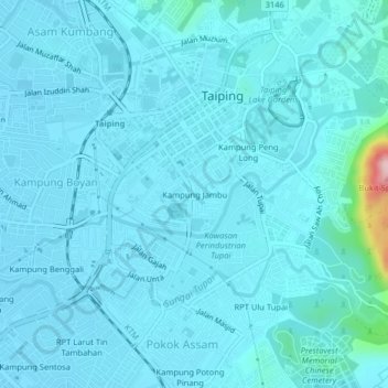 Kampung Jambu topographic map, elevation, terrain