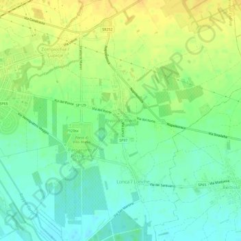 Rivolto topographic map, elevation, terrain