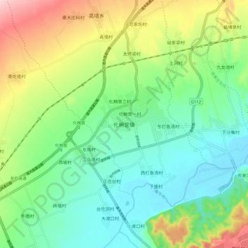 Huashaoying topographic map, elevation, terrain