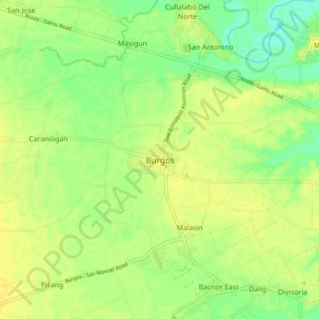 Burgos topographic map, elevation, terrain