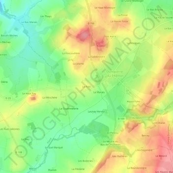 Le Pain topographic map, elevation, terrain