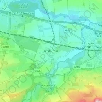Whitecross topographic map, elevation, terrain