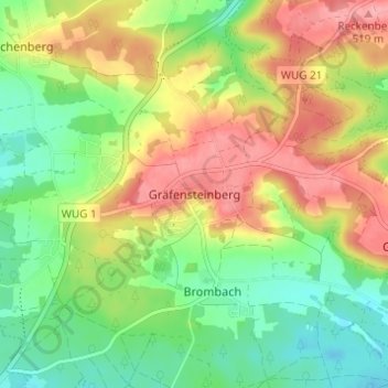 Gräfensteinberg topographic map, elevation, terrain