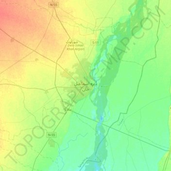 Dera Ismail Khan topographic map, elevation, terrain