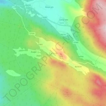 Čačvina topographic map, elevation, terrain