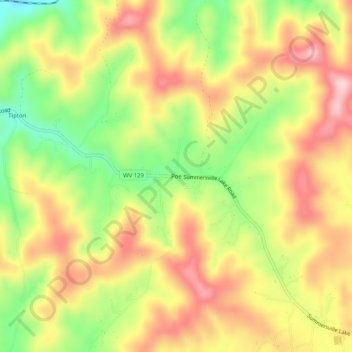 Poe topographic map, elevation, terrain