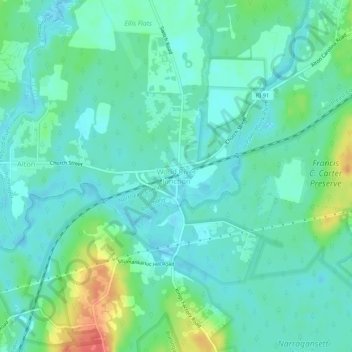Wood River Junction topographic map, elevation, terrain