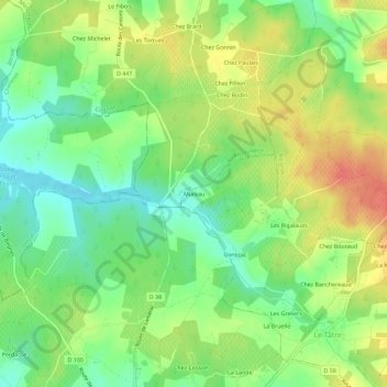 Mureau topographic map, elevation, terrain
