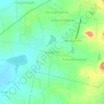 Kodigehalli topographic map, elevation, terrain