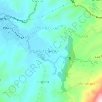 Campangga topographic map, elevation, terrain