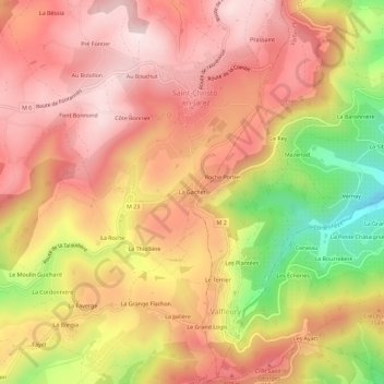 La Gachet topographic map, elevation, terrain