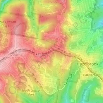 Sydney Rock topographic map, elevation, terrain