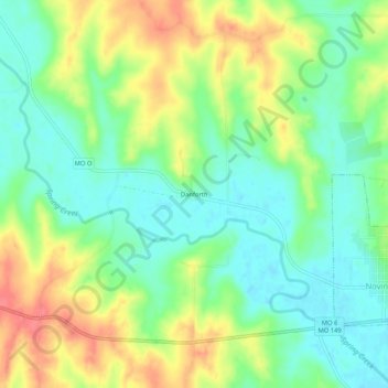 Danforth topographic map, elevation, terrain
