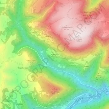 Pozzuolo topographic map, elevation, terrain