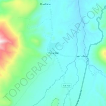 Tarucani topographic map, elevation, terrain
