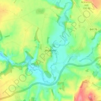 Worfield topographic map, elevation, terrain