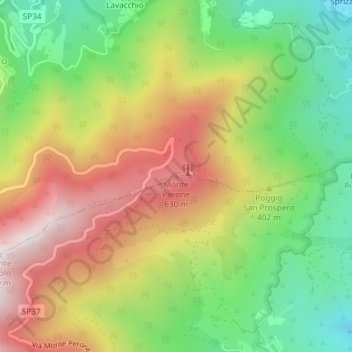 Monte Perone topographic map, elevation, terrain