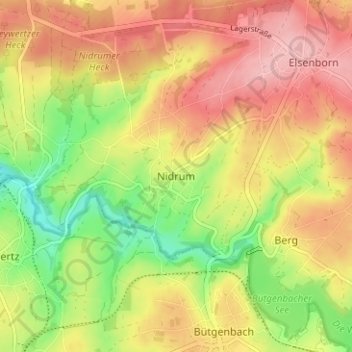 Nidrum topographic map, elevation, terrain