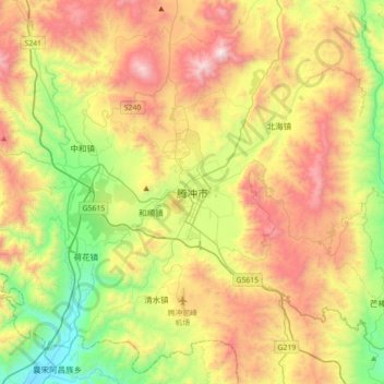 Tengchong topographic map, elevation, terrain