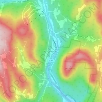 West Dummerston topographic map, elevation, terrain