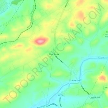 Silver Grove topographic map, elevation, terrain