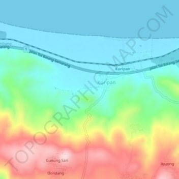 Kuripan topographic map, elevation, terrain